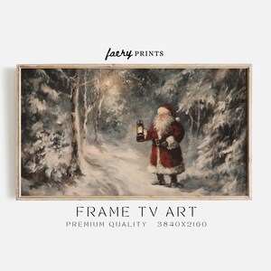 Santa with Lantern Frame TV Art | Vintage Christmas Frame TV Art | Holiday Decor | Nostalgic Samsung Frame TV Art | Digital Download | S347