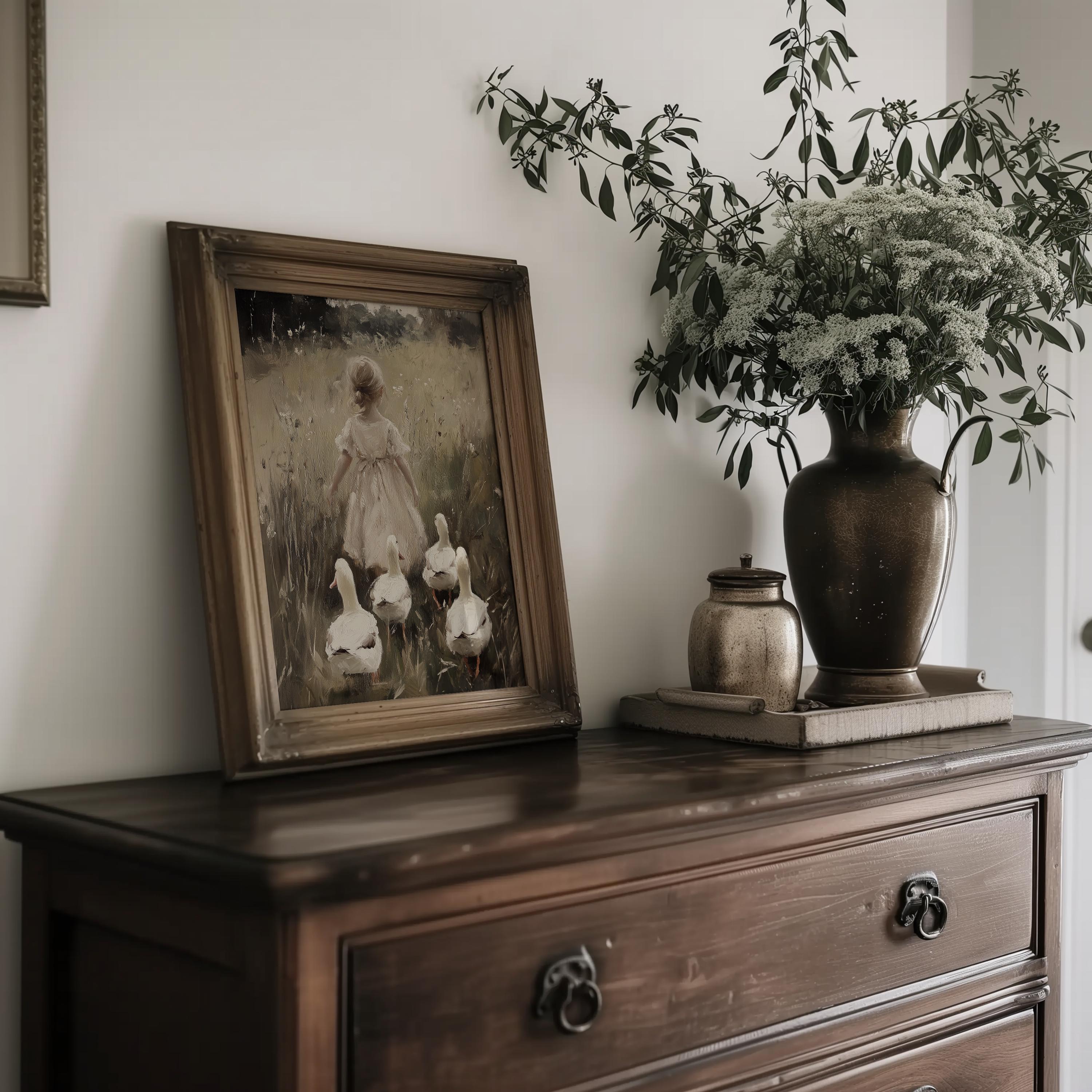 THE COUNTRY GIRL アートプリント Country Girl Art Print | Rural Farm Scene PRINTABLE Wall Art