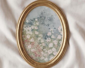 Soft Blue Floral Textile Print: Spring PRINTABLE Wall Art, Soft Academia Decor (Digital Download)