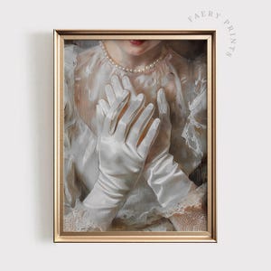 Victorian Woman PRINTABLE Wall Art | Light Academia Antique White Lace Painting | Romantic Coquette Art Print | #831