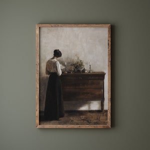 Lady Reading Print PRINTABLE Wall Art Dark Academia Artwork Moody Aesthetic Decor Antique European Style Digital Print 443 image 8