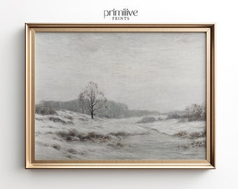 Winter Landscape Painting | Digital PRINTABLE Wall Art | Vintage Print | Seasonal Home Decor | Antique Snow Scenery Artwork | #300