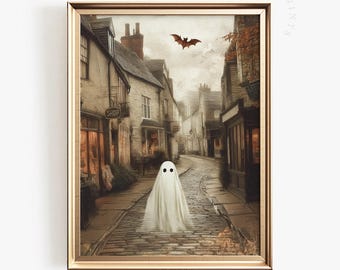 Spooky Ghost Town Halloween Art | Vintage Printable (Digital Download)