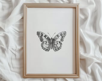 Butterfly Sketch Print | Minimalist Insect Artwork (Digital Download)
