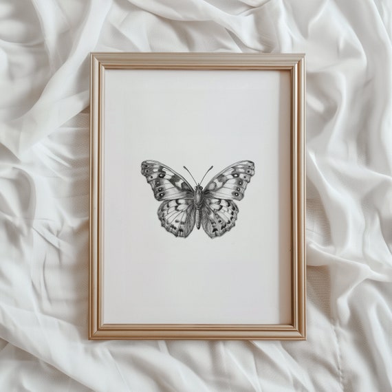 Butterfly Sketch Print | Minimalist Insect Artwork (Digital Download)
