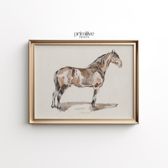 Watercolor Horse Print | Vintage Farmhouse Art (Digital Download)