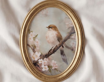 Vintage Spring Bird Print | Cherry Blossom Branch (Digital Download)