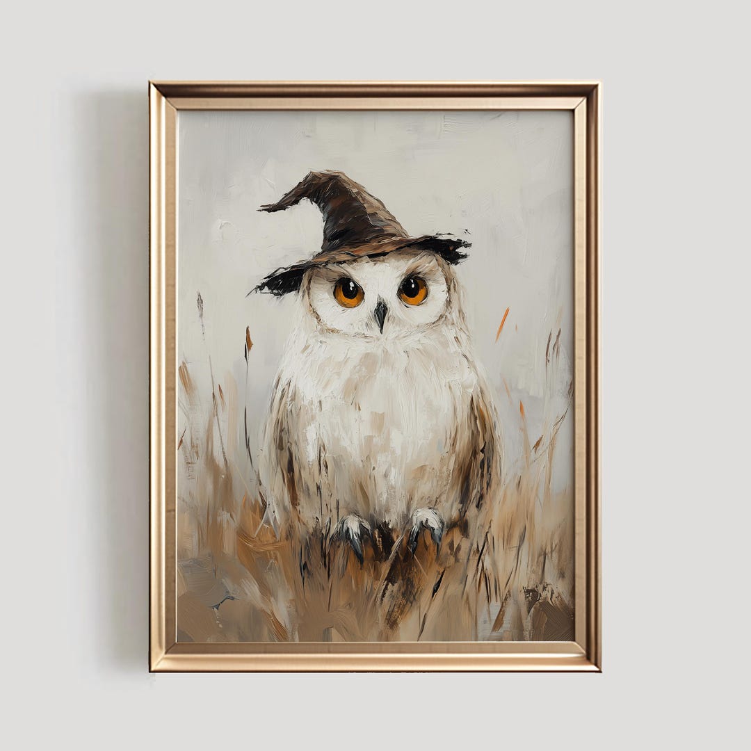 Halloween Owl Print | Witch Hat Fall Decor (digital Download) - Etsy