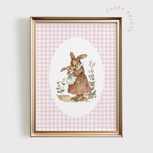 Rabbit Nursery Print | Vintage Style Nursery PRINTABLE Wall Art | Mom & Baby Print | Antique Nursery Decor | Girls Nursery Print | #930