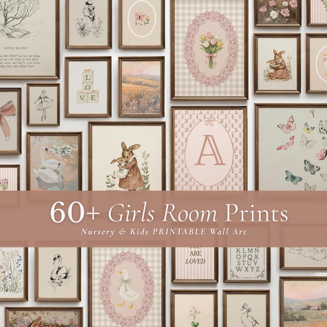 Girl Nursery Print Bundle | Pink Baby Room PRINTABLE Wall Art ...