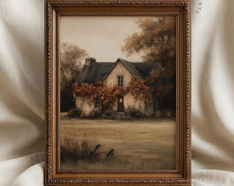 Fall Cottage Art Print | Vintage Farmhouse Style (Digital Download)