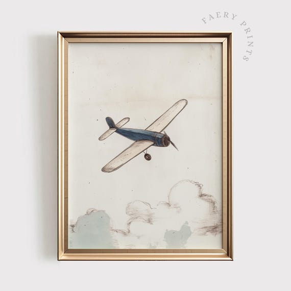 Vintage Airplane Print | Rustic Aviation Wall Art (Digital Download)