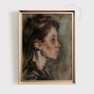 Moody Portrait Woman Painting | Vintage PRINTABLE Wall Art | Dark Academia Aesthetic Print | Moody Antique Wall Art | #783