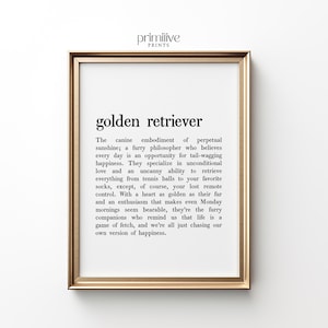Golden Retriever Print | Golden Retriever PRINTABLE Wall Art | Golden Definition Poster | Minimalist Gift | Dog Definition Wall Art | #751