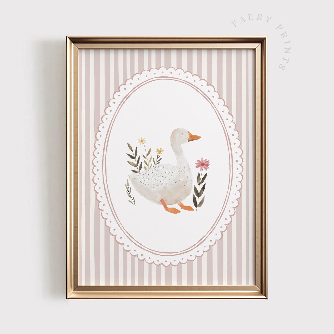 Vintage Goose Nursery Print | Floral Farmhouse Decor (printable) - Etsy