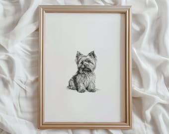 Yorkie Dog Sketch Print | Printable Yorkshire Terrier Art (Digital Download)