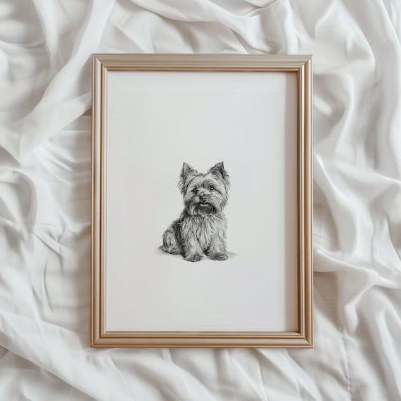 Yorkie Dog Sketch Print | Printable Yorkshire Terrier Art (Digital Download)