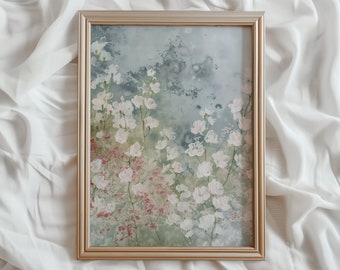 Spring Floral PRINTABLE Wall Art | Soft Blue Flower Art Print | Digital Download Home Decor | #838