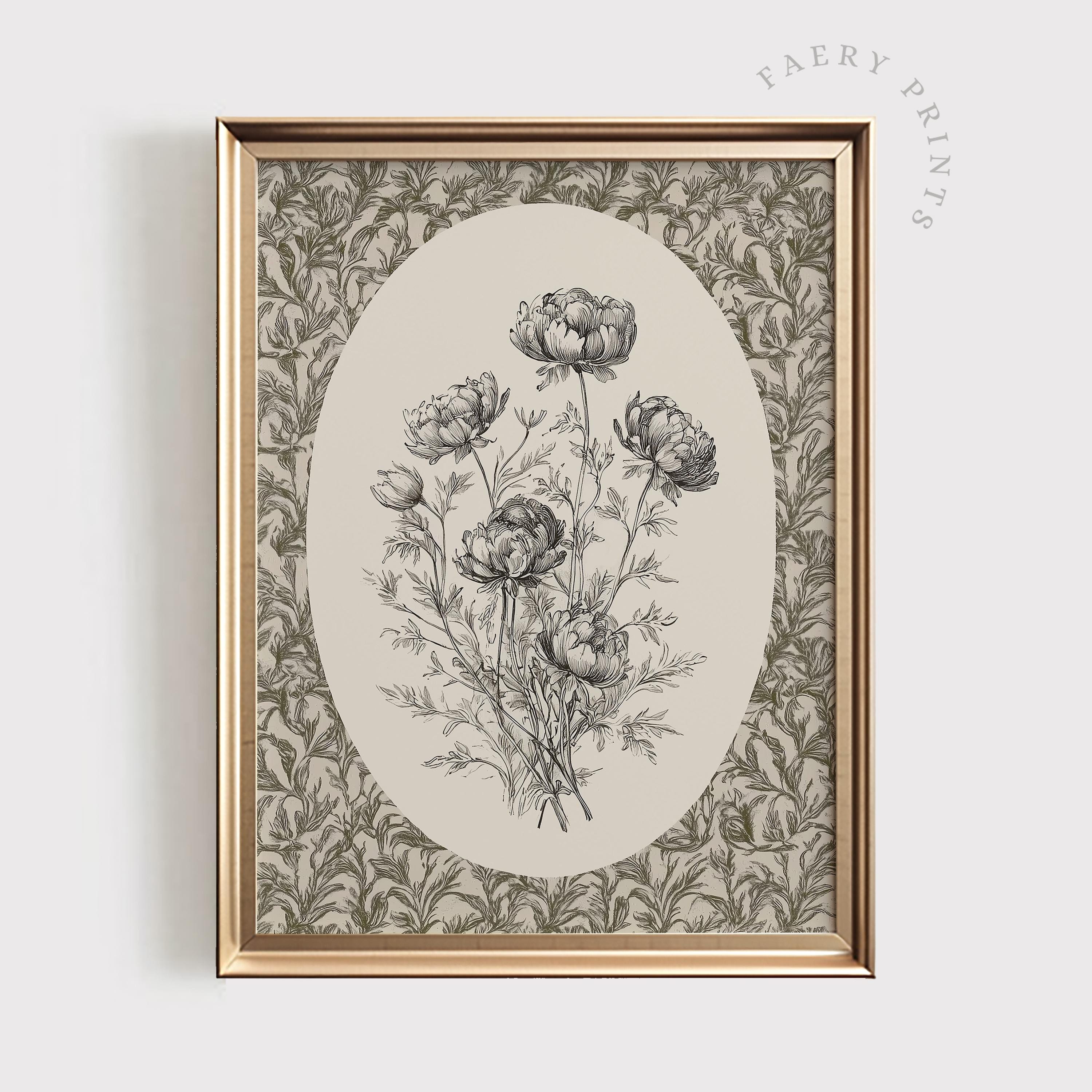 Floral Art Print | Vintage Neutral Nursery PRINTABLE Wall Art | Antique ...