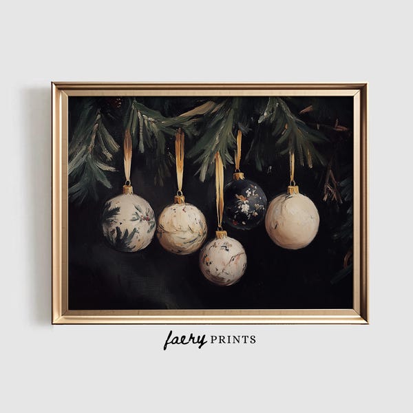Vintage Christmas Ornament Print | Rustic Holiday Wall Art (Digital Download)