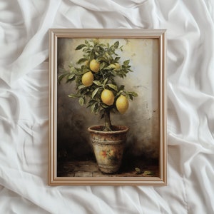 Lemon Tree Print | Vintage PRINTABLE Wall Art | Farmhouse Kitchen Painting | Rustic Digital Artwork | Antique Fruit Art Print | #481