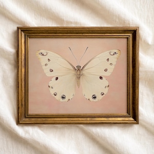 Vintage Butterfly Print: Blush Pink Insect Art | Neutral Moth Decor (Digital Download)