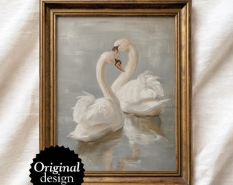 Vintage Swan PRINTABLE Wall Art | French Country Decor | Antique Swan Painting | #784