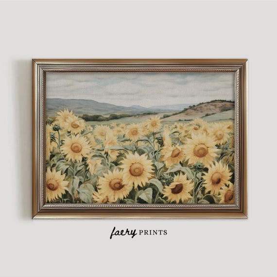 Sunflower Field Landscape Print | Summer Country Wall Decor (Digital Download)