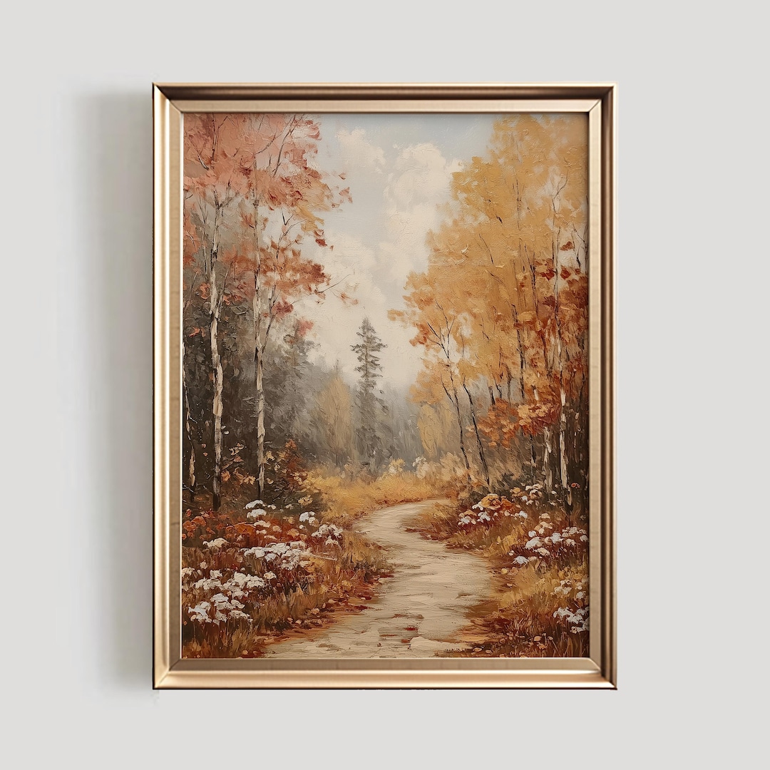 Rustic Autumn Forest Print | Vintage Fall Landscape (digital Download ...