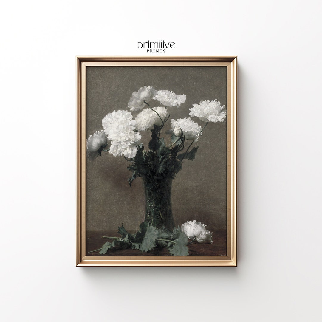 Dark Floral Still Life Painting | Moody Printable Art (digital Download ...