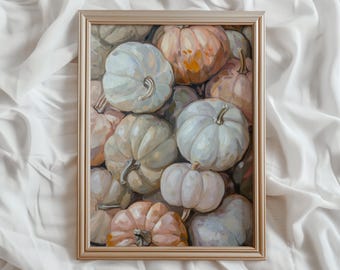 Pastel Pumpkins Fall Art Print | Modern Farmhouse Halloween (Digital Download)