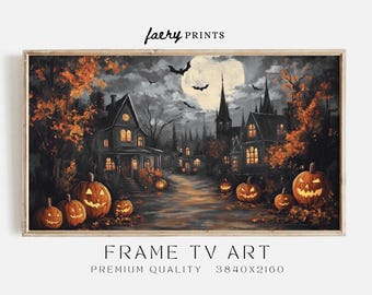 Haunted House Halloween Frame TV Art | Spooky Pumpkins (digital Haunted House Halloween Frame TV Art | Spooky Pumpkins (digital