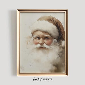 Vintage Santa Claus Portrait Print | Gold Christmas Decor (Digital Download)
