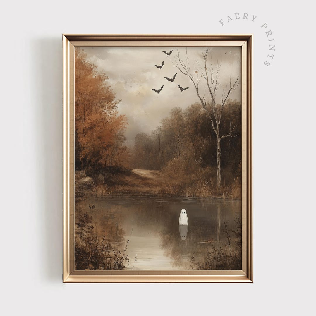 Spooky Halloween Landscape Print | Moody Ghost Art (digital Download ...