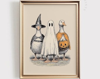 Halloween Geese Art Print | Spooky Farmhouse Fall Decor (Digital Download)