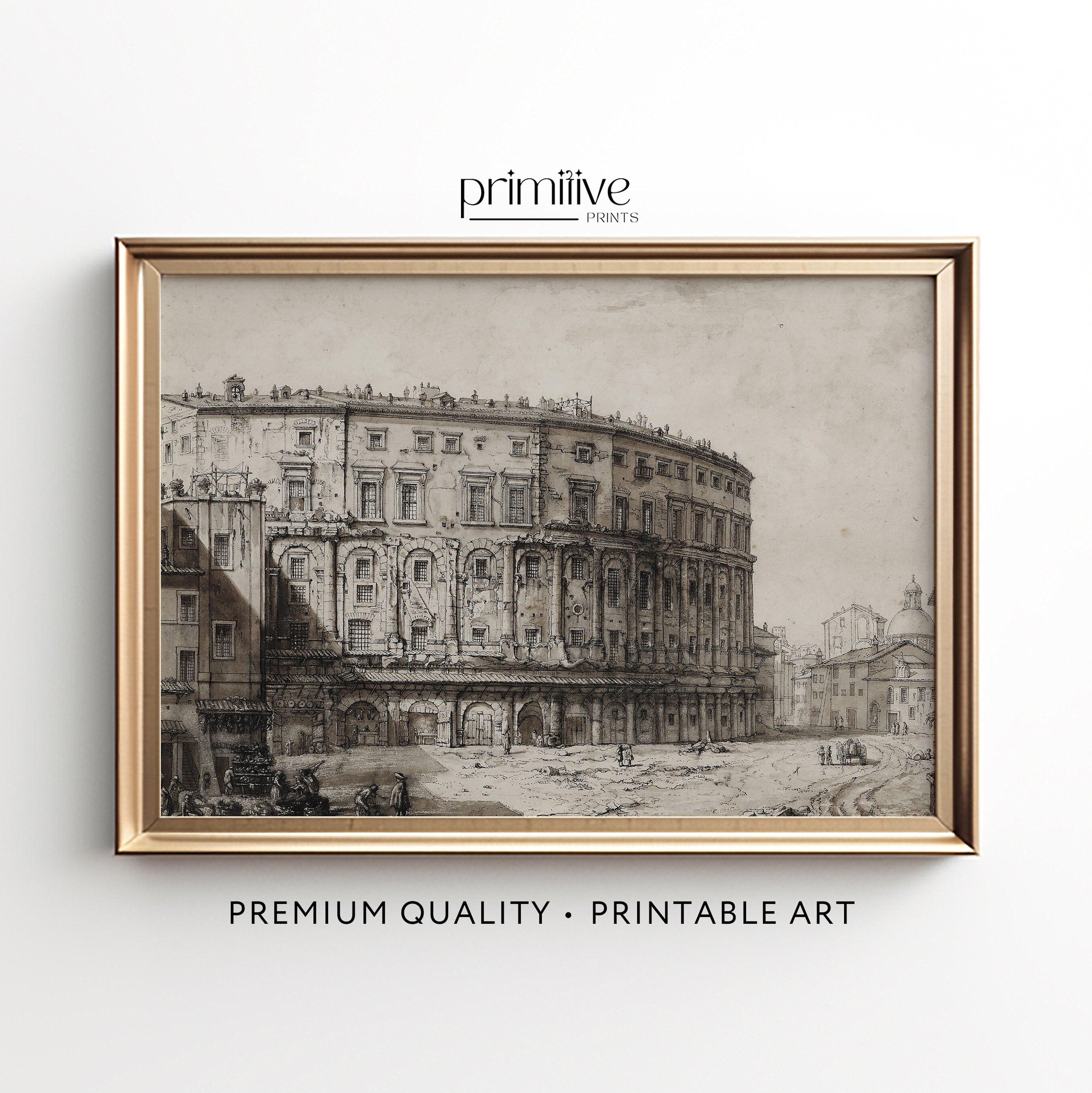 Theatre Architecture Print | PRINTABLE Wall Art | Rome Italy Artwork ...