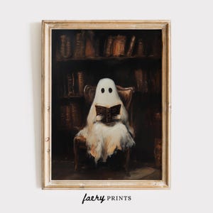 Vintage Halloween Ghost Print | Library Dark Academia Art (Digital Download) image 6