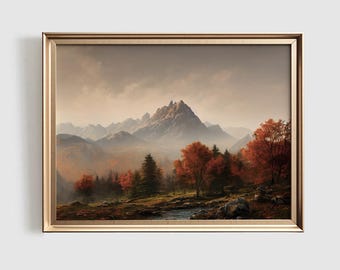 Autumn Mountain Landscape Print, Fall Foliage (Digital Print)