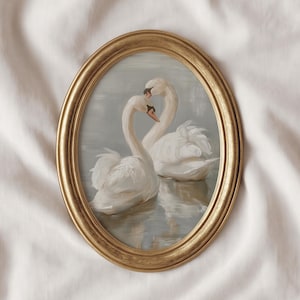 Obraz ścienny do druku z motywem łabędzia w stylu vintage | Wystrój w stylu francuskim | Antyczny obraz łabędzia | #784