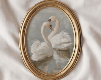 Vintage Swan PRINTABLE Wall Art | French Country Decor | Antique Swan Painting | #784