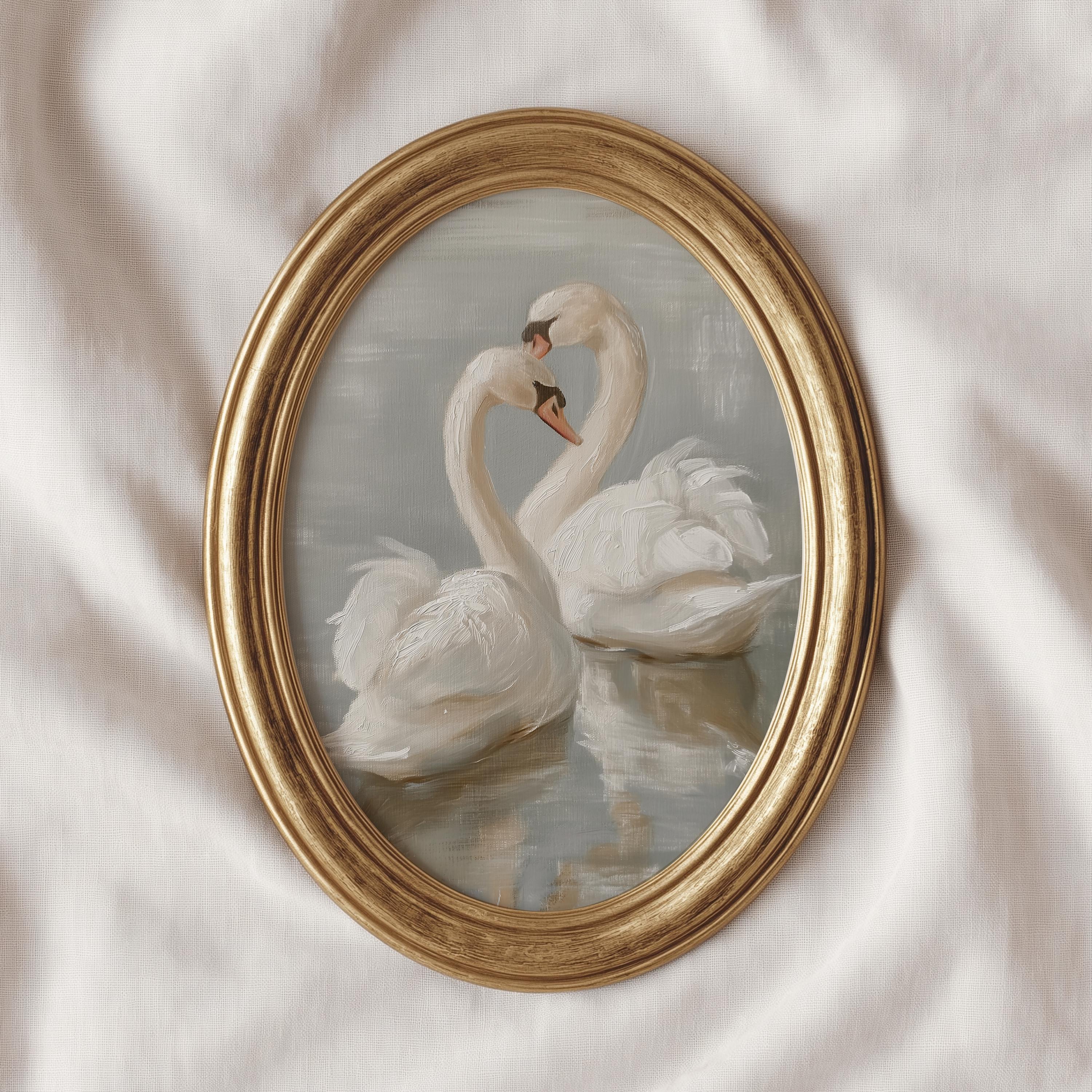 Vintage Swan PRINTABLE Wall Art | French Country Decor | Antique