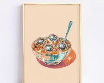 Disco Ball Soup Kitchen Art Print | Retro Glam (Digital Download)