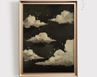 Nachthimmel Wolken Poster | Celestial Stars Art (Digitaler Download)