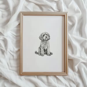 Cockapoo Print | Cockerdoodle Dog Sketch | PRINTABLE Wall Art | Pet Digital Artwork | Animal Home Decor | Puppy Dog Drawing | #502