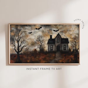Haunted House Samsung Frame TV Art | Halloween Digital Art for the Frame TV | Spooky Gothic Landscape Download | Moody October TV Art | S300