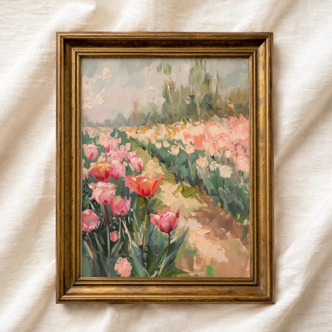 Spring Tulip Meadow PRINTABLE Wall Art: Colorful Floral Landscape Wall ...