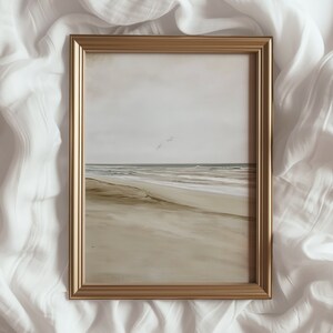 Coastal Landscape Art Print | Vintage Calm Sea PRINTABLE Wall Art | Neutral Muted Tone Ocean Art Print | #770