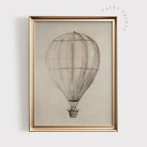 Vintage Hot Air Balloon PRINTABLE Art | Rustic Adventure Wall Decor | Neutral Nursery Artwork | Antique Travel Illustration | #1164
