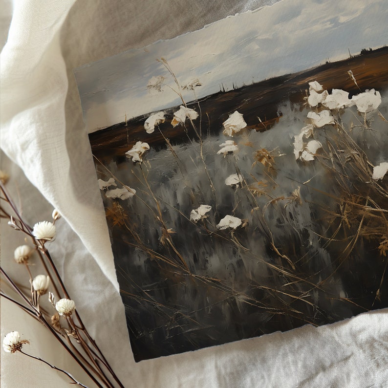 Moody Landscape Print Vintage PRINTABLE Art Wildflower Painting Dark Autumn Print Vintage Home Decor 555 image 3