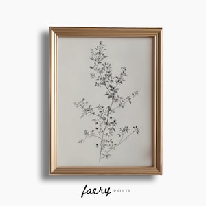 Botanical Illustration Print | Vintage PRINTABLE Wall Art | Floral Sketch | Monochromatic Plant Leaves Wall Art | #779